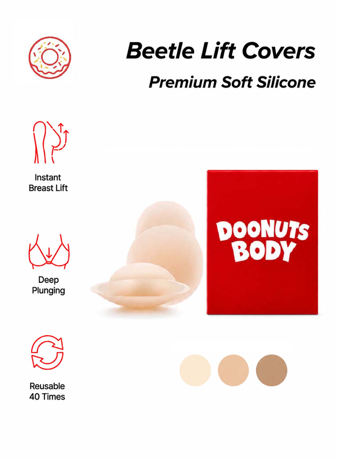 Nipple Cover Pasties - DOONUTS : couvre-mamelons invisibles, réutilisables, imperméables,
