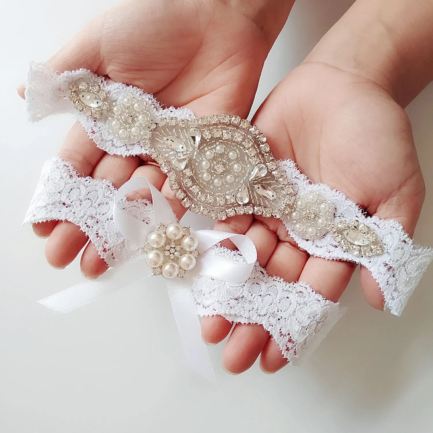 Garter Belt Set - Jeu de 2 jarretières blanches pour